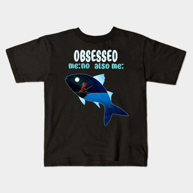 Fishing Obsession Kids T-Shirt by The Angry Possum